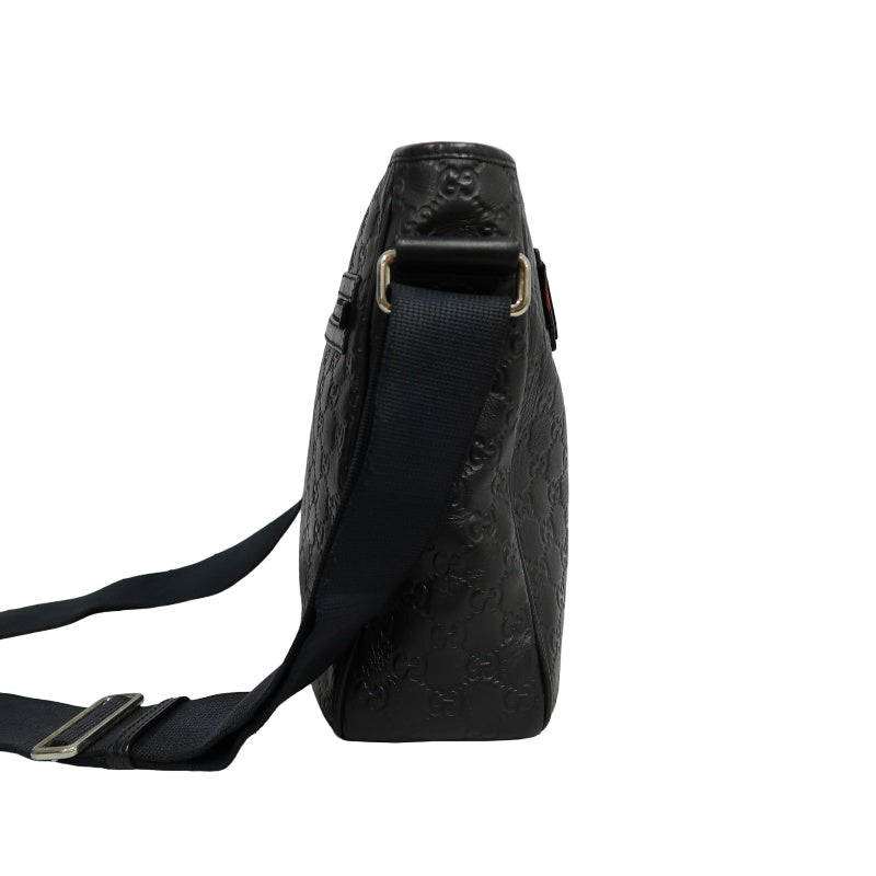 GUCCI GG Supreme Canvas Black Crossbody Bag With Silver Hardware
