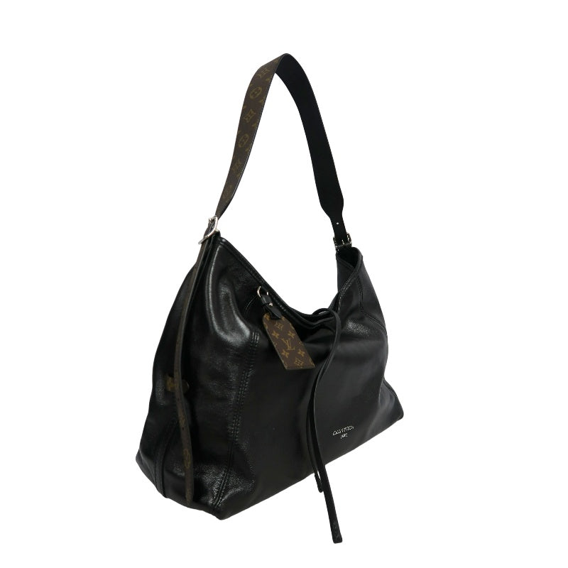 LOUIS VUITTON Black Lambskin Leather Carryall Shoulder Bag, "Black Samurai Version