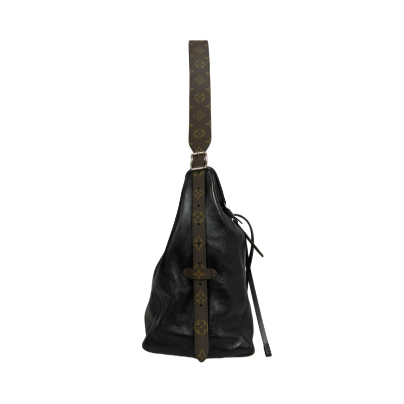 LOUIS VUITTON Black Lambskin Leather Carryall Shoulder Bag, "Black Samurai Version