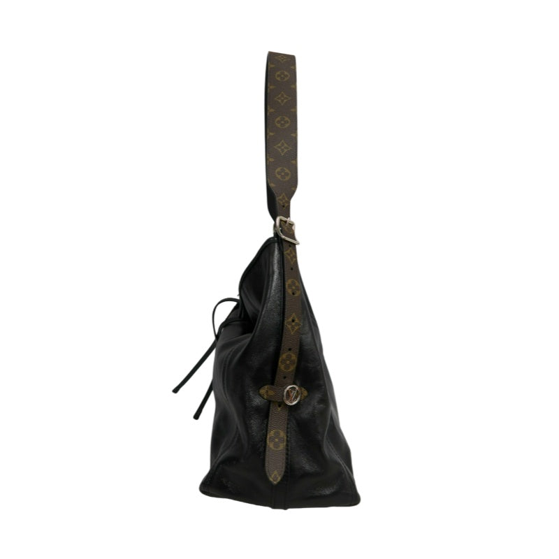 LOUIS VUITTON Black Lambskin Leather Carryall Shoulder Bag, "Black Samurai Version