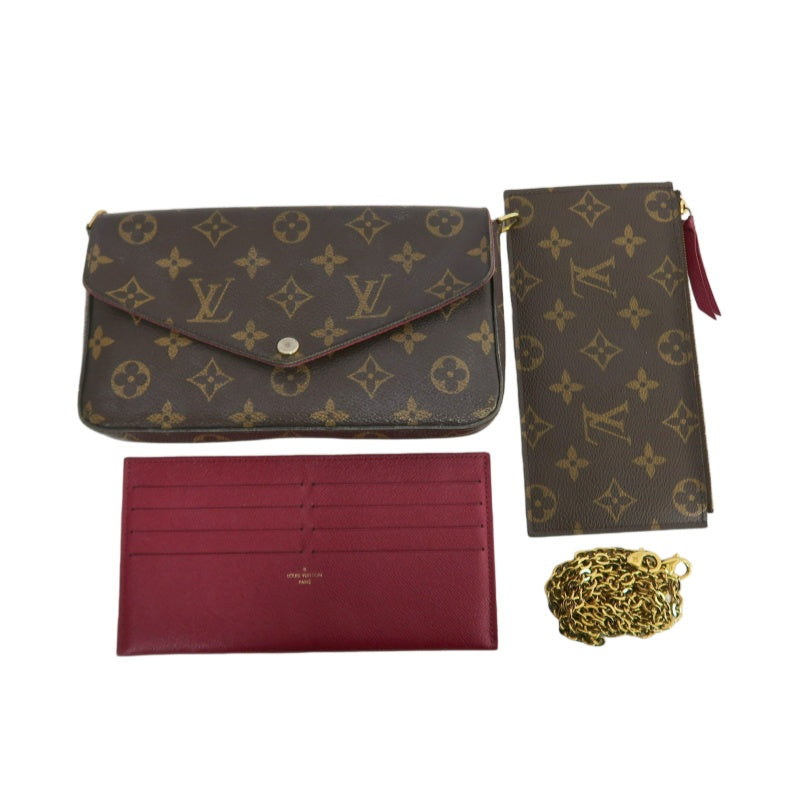 LOUIS VUITTON Monogram Canvas Brown Felicie 3-in-1 Chain Shoulder Bag, Comes With Card Holder & Pouch