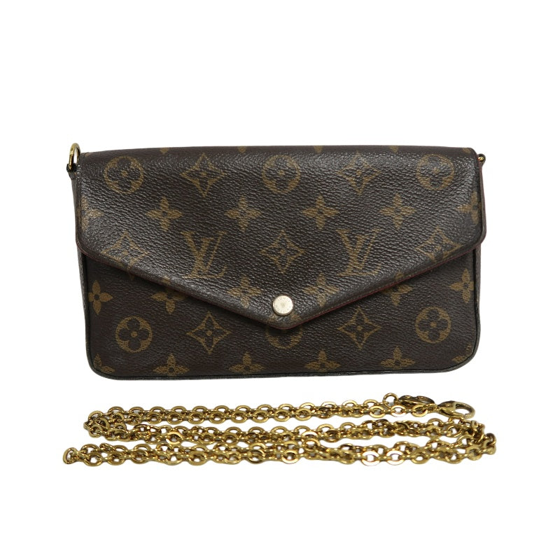 LOUIS VUITTON Monogram Canvas Brown Felicie 3-in-1 Chain Shoulder Bag, Comes With Card Holder & Pouch