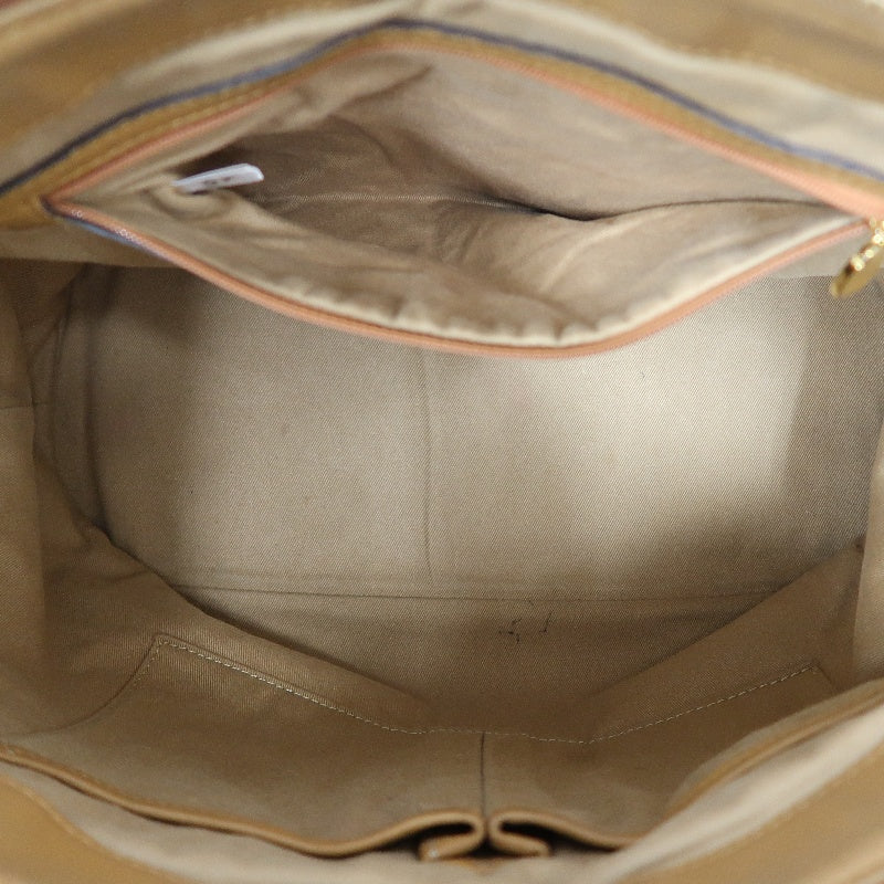 MCM Visetos Canvas Brown Tote Shoulder Bag With Gold Hardware
