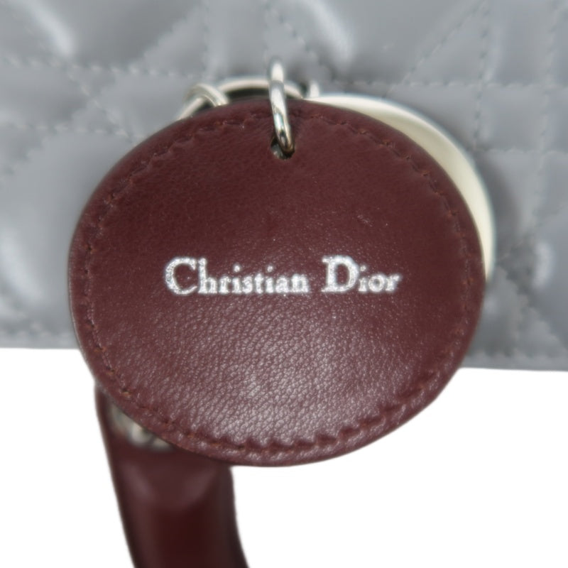 DIOR Cannage Quilted Pastel Blue Calfskin Leather 5-Compartment Lady Dior Handbag With Silver Hardware
