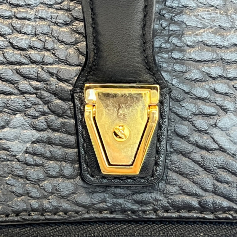 MCM Visetos Canvas Black PVC Vanity Case Handbag With Gold Hardware