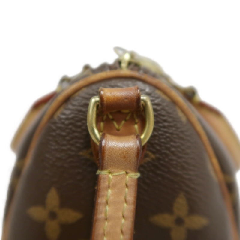 LOUIS VUITTON Monogram Nano Speedy Handbag PVC Brown With Shoulder Strap