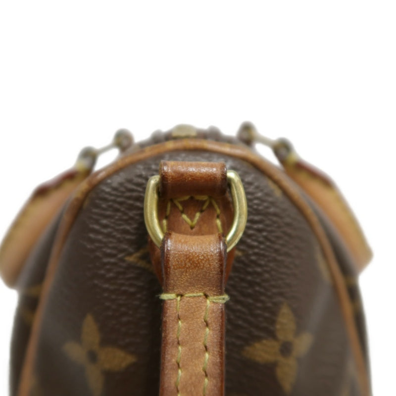LOUIS VUITTON Monogram Nano Speedy Handbag PVC Brown With Shoulder Strap