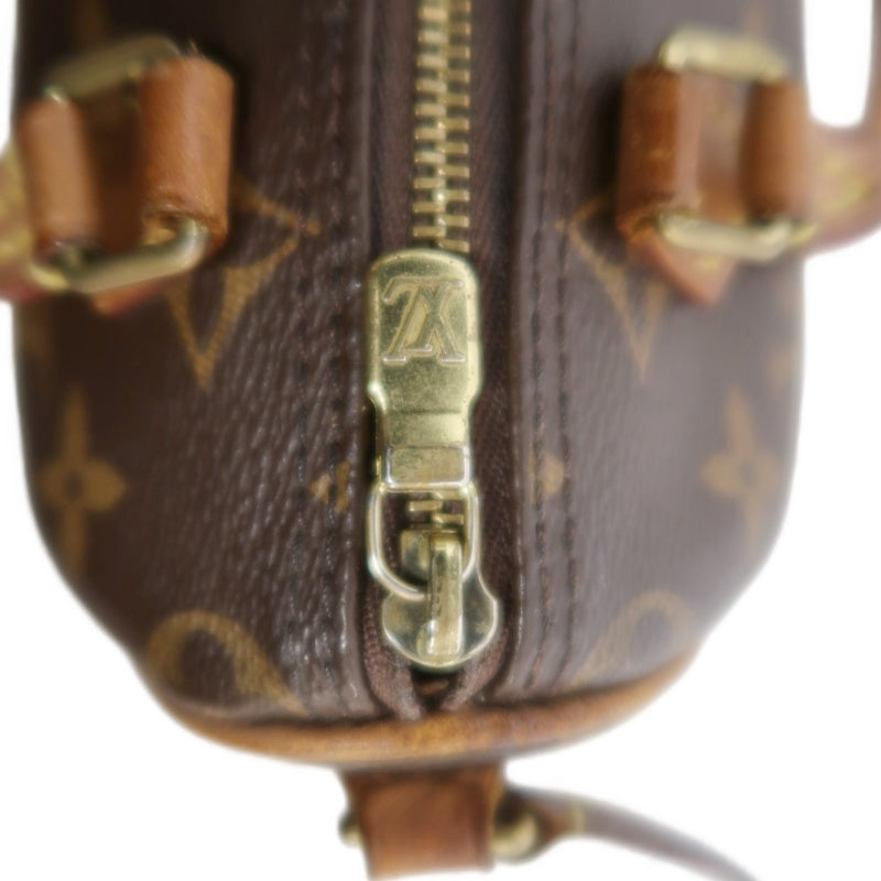LOUIS VUITTON Monogram Nano Speedy Handbag PVC Brown With Shoulder Strap
