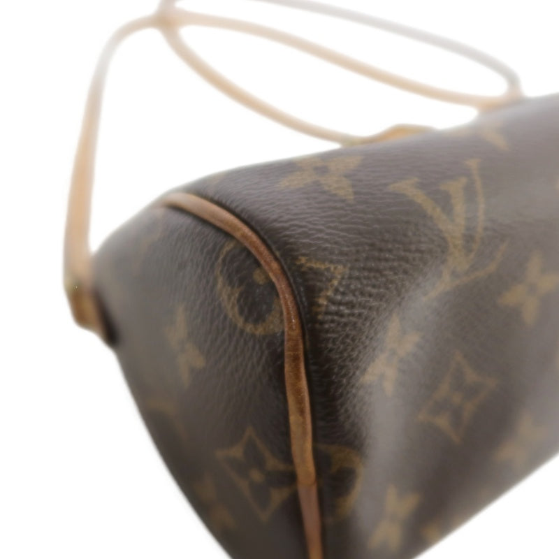 LOUIS VUITTON Monogram Nano Speedy Handbag PVC Brown With Shoulder Strap