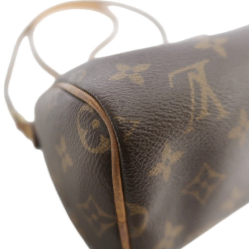 LOUIS VUITTON Monogram Nano Speedy Handbag PVC Brown With Shoulder Strap