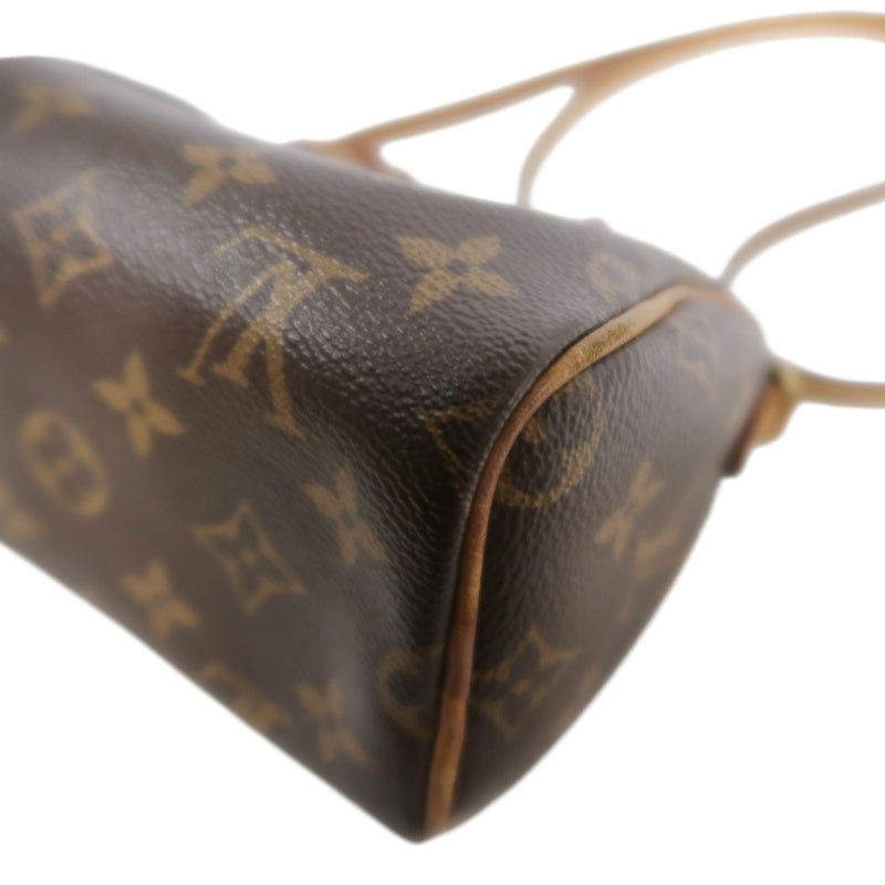LOUIS VUITTON Monogram Nano Speedy Handbag PVC Brown With Shoulder Strap