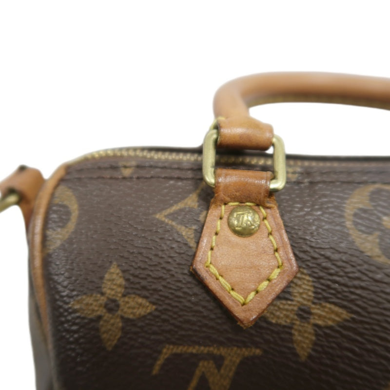 LOUIS VUITTON Monogram Nano Speedy Handbag PVC Brown With Shoulder Strap