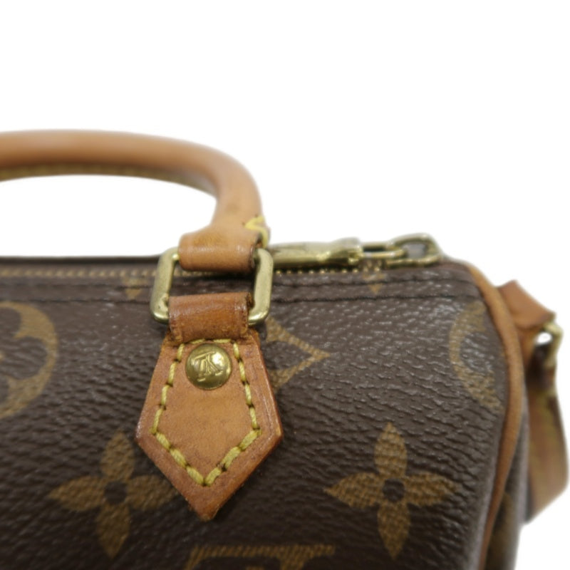 LOUIS VUITTON Monogram Nano Speedy Handbag PVC Brown With Shoulder Strap