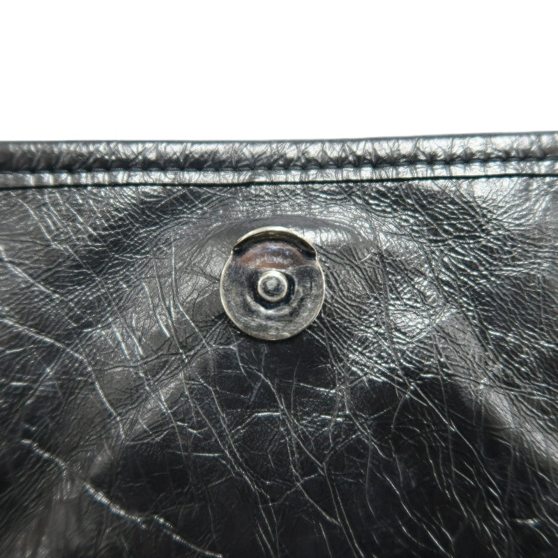YVES SAINT LAURENT  Niki Black Crinkled Waxed Leather Shoulder Bag
