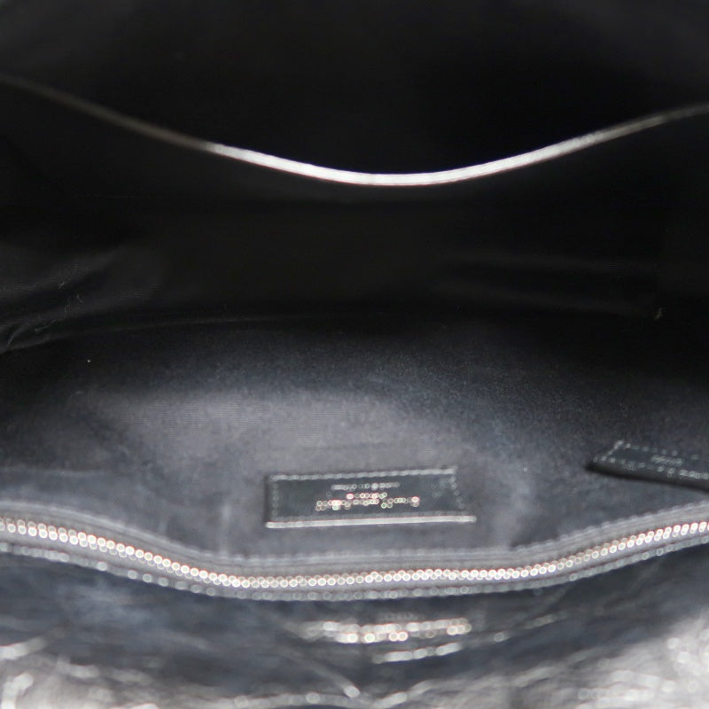 YVES SAINT LAURENT  Niki Black Crinkled Waxed Leather Shoulder Bag
