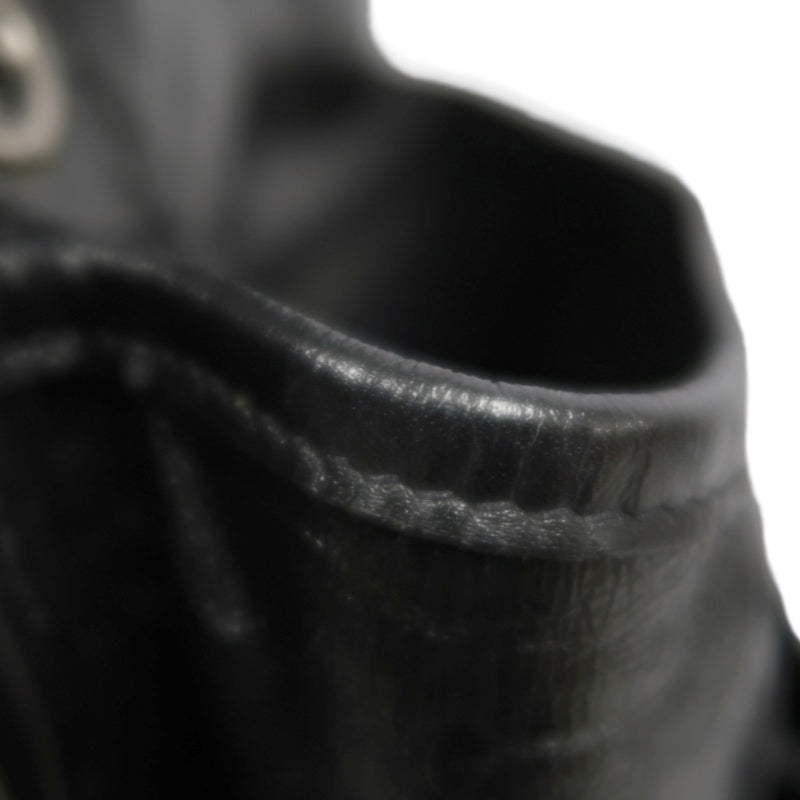 YVES SAINT LAURENT  Niki Black Crinkled Waxed Leather Shoulder Bag