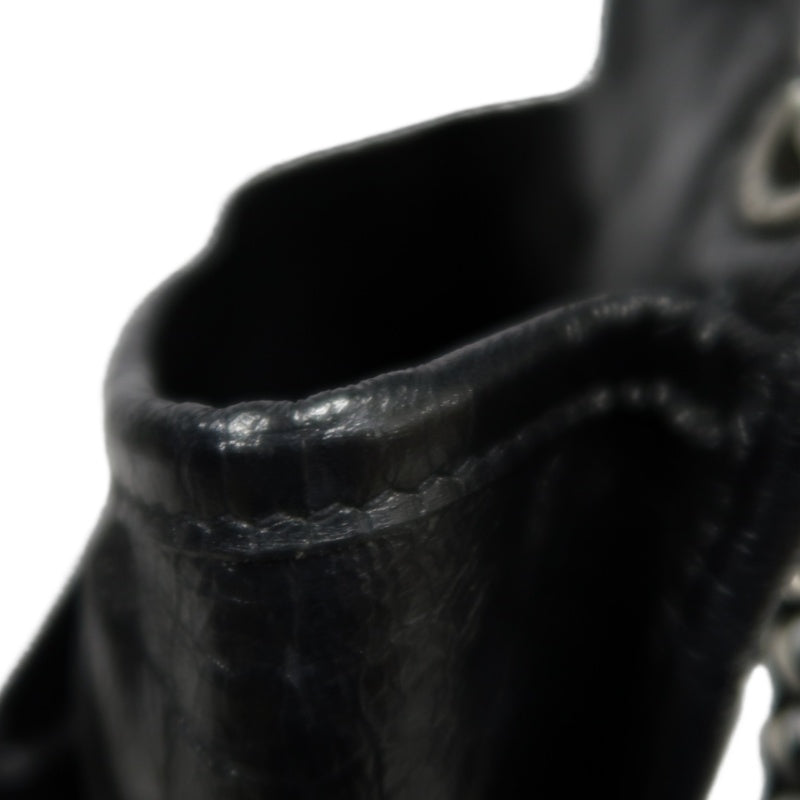 YVES SAINT LAURENT  Niki Black Crinkled Waxed Leather Shoulder Bag