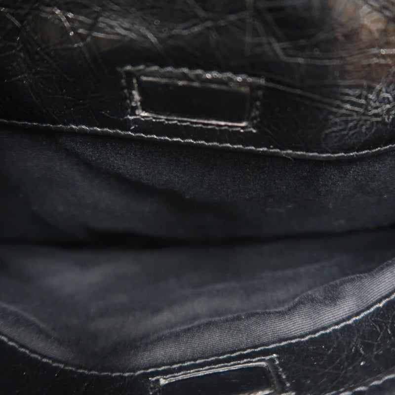 YVES SAINT LAURENT  Niki Black Crinkled Waxed Leather Shoulder Bag