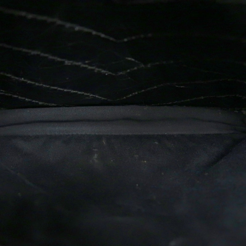 YVES SAINT LAURENT  Niki Black Crinkled Waxed Leather Shoulder Bag