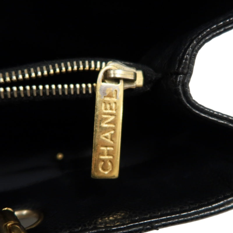 CHANEL Matelasse Black Caviar Leather GST Tote Shoulder Bag With Gold Hardware