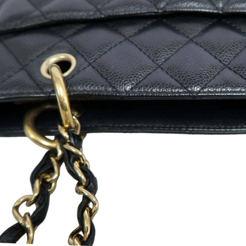 CHANEL Matelasse Black Caviar Leather GST Tote Shoulder Bag With Gold Hardware