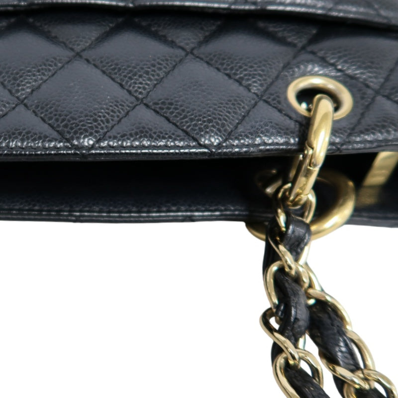 CHANEL Matelasse Black Caviar Leather GST Tote Shoulder Bag With Gold Hardware