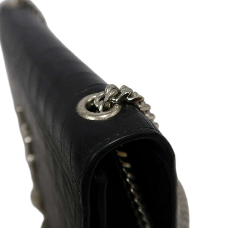 YVES SAINT LAURENT Kate Black Quilted Calfskin Leather Tassel Shoulder Bag With Silver Hardware