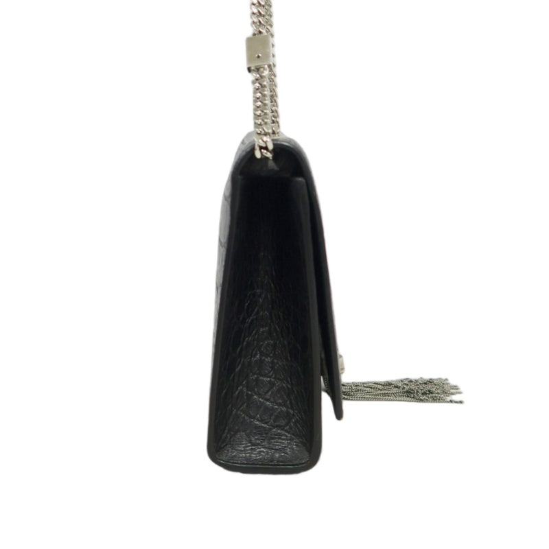 YVES SAINT LAURENT Kate Black Quilted Calfskin Leather Tassel Shoulder Bag With Silver Hardware