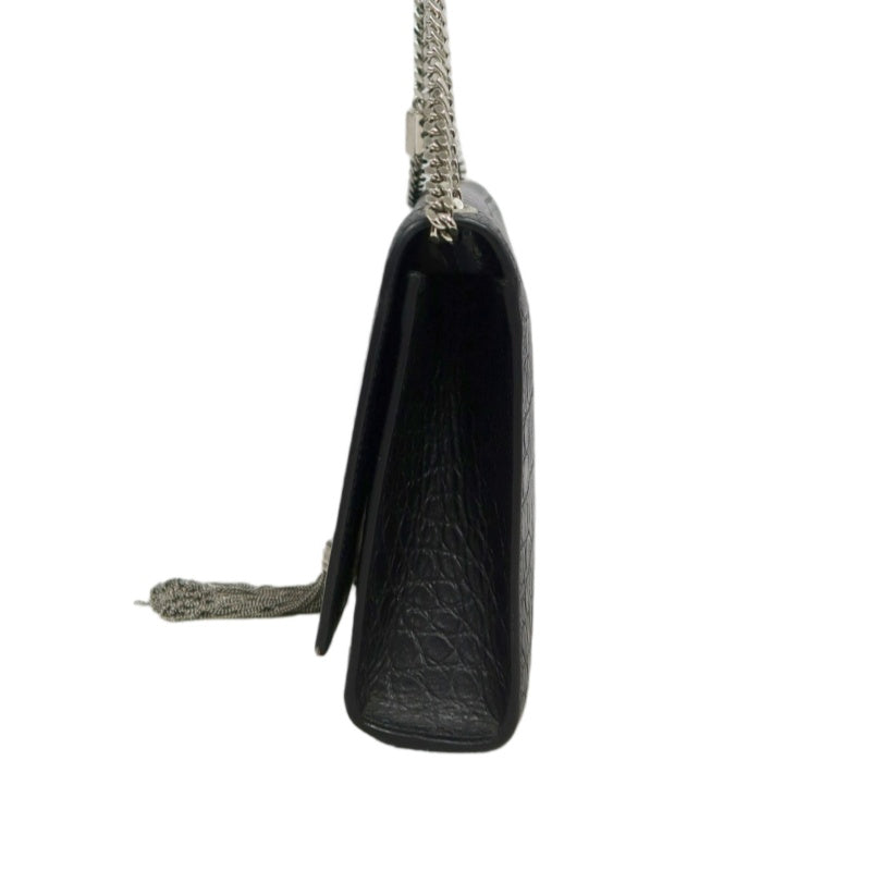 YVES SAINT LAURENT Kate Black Quilted Calfskin Leather Tassel Shoulder Bag With Silver Hardware