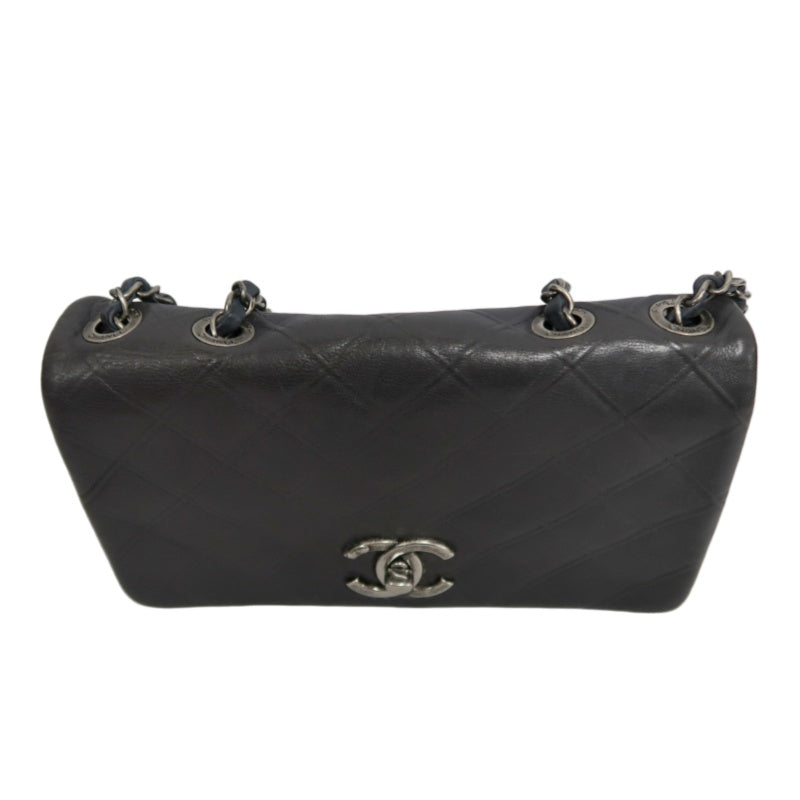 CHANEL Matelasse Black Calfskin Leather Quilted Flap Crossbody Bag With Gold Hardware