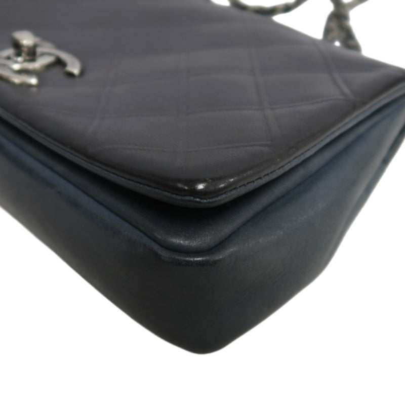 CHANEL Matelasse Black Calfskin Leather Quilted Flap Crossbody Bag With Gold Hardware