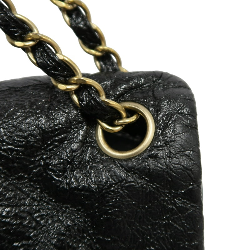 CHANEL Coco Mark Black Patent Waxed Leather Chain Flap Crossbody Bag With Gold Hardware