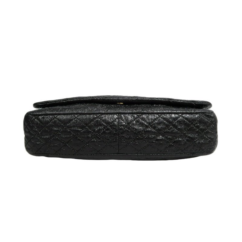 CHANEL Coco Mark Black Patent Waxed Leather Chain Flap Crossbody Bag With Gold Hardware