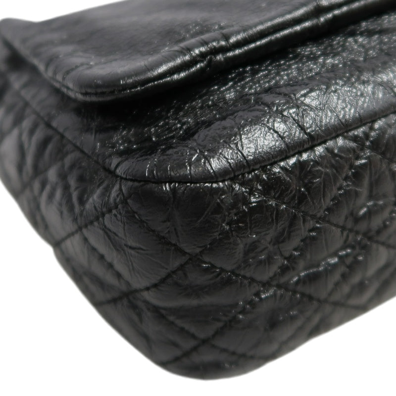 CHANEL Coco Mark Black Patent Waxed Leather Chain Flap Crossbody Bag With Gold Hardware