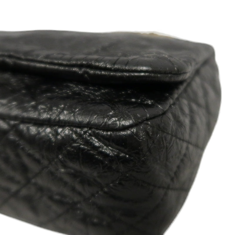 CHANEL Coco Mark Black Patent Waxed Leather Chain Flap Crossbody Bag With Gold Hardware