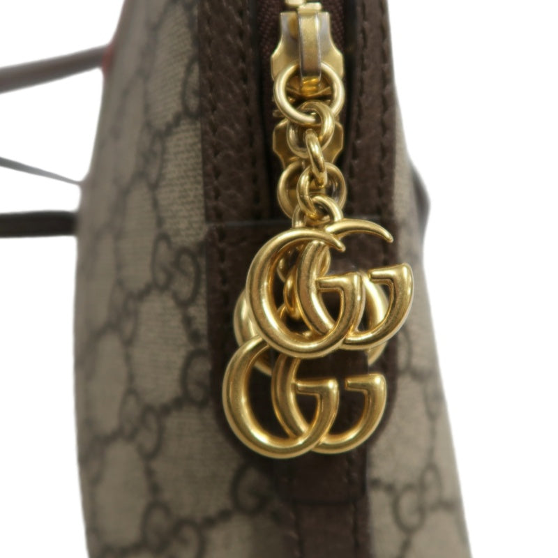 GUCCI Ophidia GG Supreme Beige PVC Shell Crossbody Bag With Web Stripe And Gold Hardware