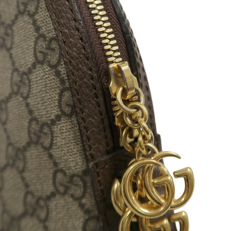 GUCCI Ophidia GG Supreme Beige PVC Shell Crossbody Bag With Web Stripe And Gold Hardware
