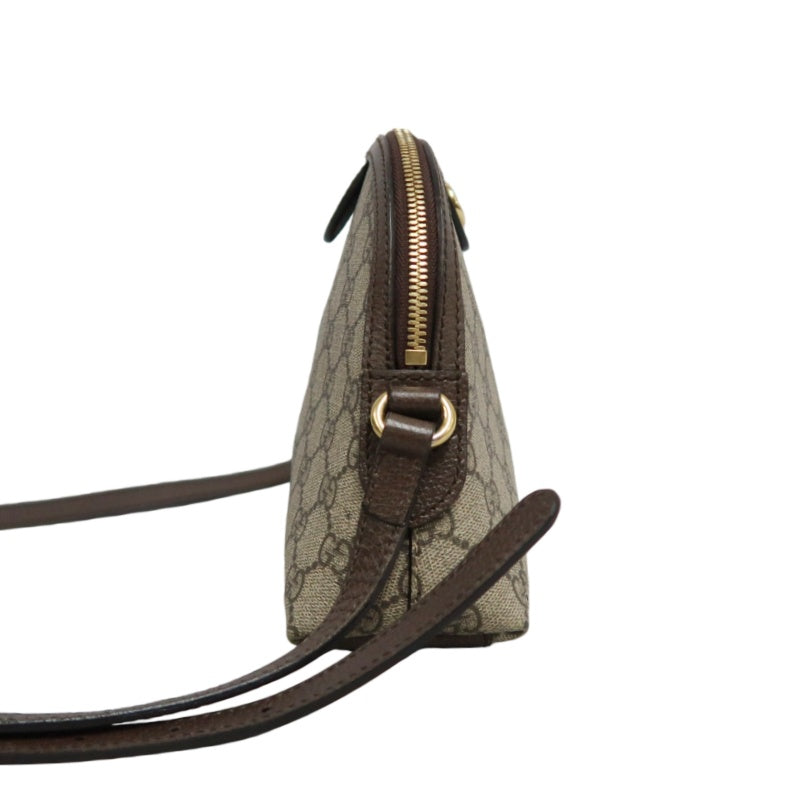 GUCCI Ophidia GG Supreme Beige PVC Shell Crossbody Bag With Web Stripe And Gold Hardware