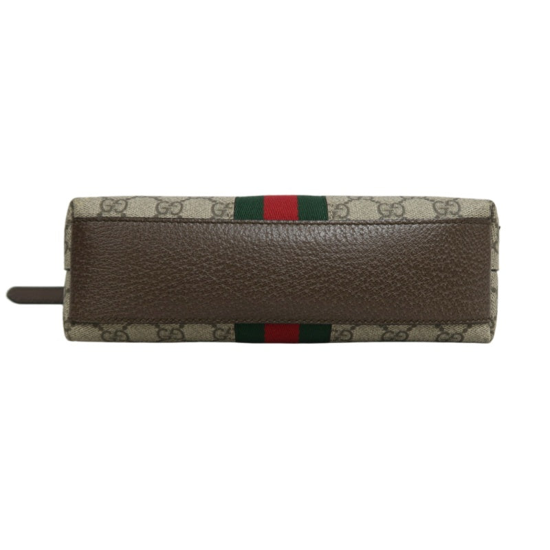 GUCCI Ophidia GG Supreme Beige PVC Shell Crossbody Bag With Web Stripe And Gold Hardware