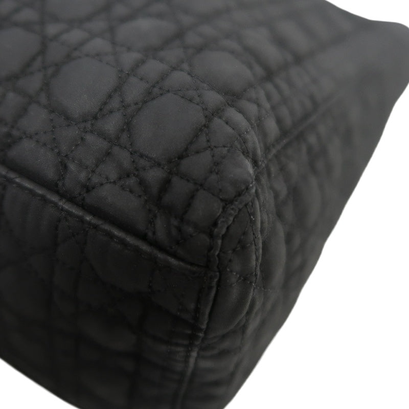 DIOR Lady Dior Black Canvas Cannage Quilted Handbag With Gold Hardware