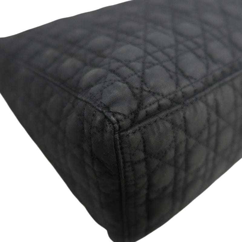 DIOR Lady Dior Black Canvas Cannage Quilted Handbag With Gold Hardware
