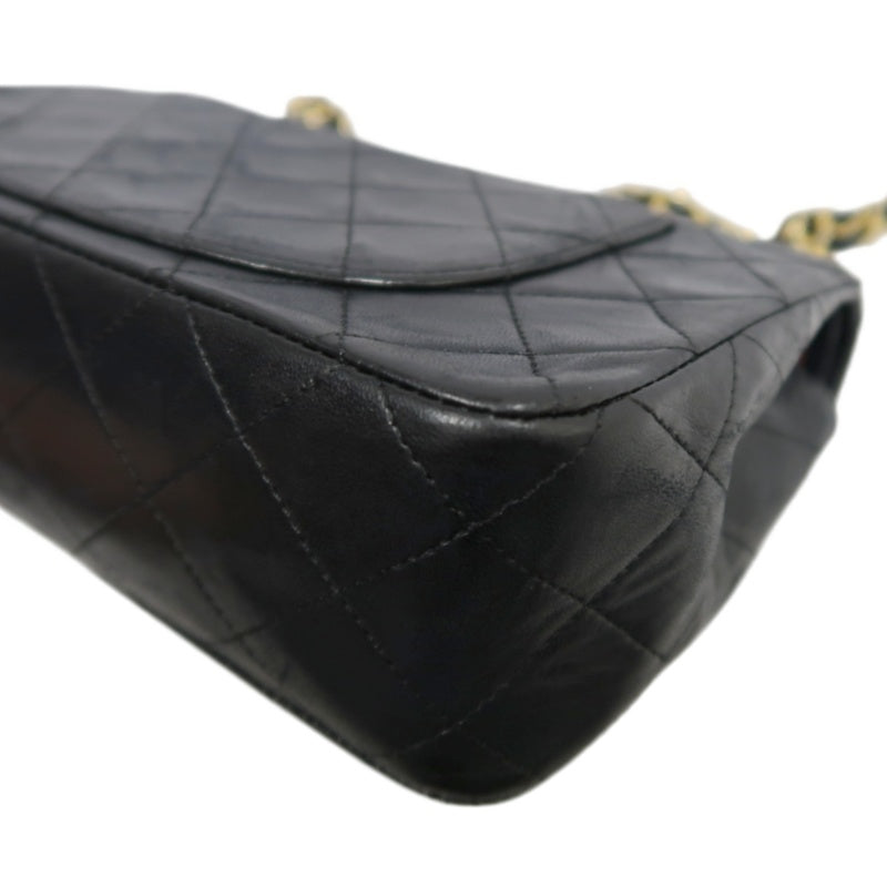 CHANEL Classic Matelasse Black Lambskin Leather CF Flap Shoulder Bag With Gold Hardware