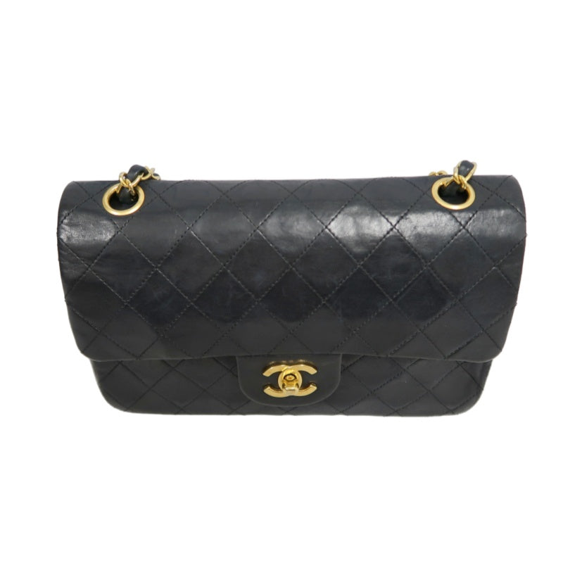 CHANEL Classic Matelasse Black Lambskin Leather CF Flap Shoulder Bag With Gold Hardware
