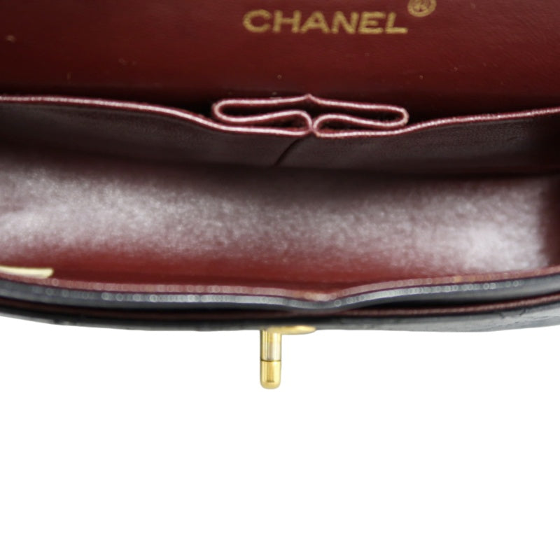 CHANEL Classic Matelasse Black Lambskin Leather CF Flap Shoulder Bag With Gold Hardware