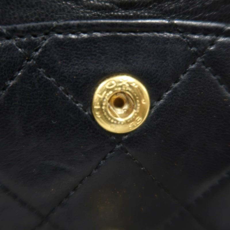 CHANEL Classic Matelasse Black Lambskin Leather CF Flap Shoulder Bag With Gold Hardware