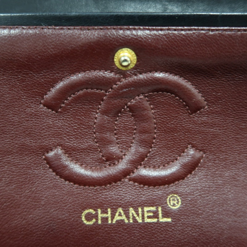 CHANEL Classic Matelasse Black Lambskin Leather CF Flap Shoulder Bag With Gold Hardware