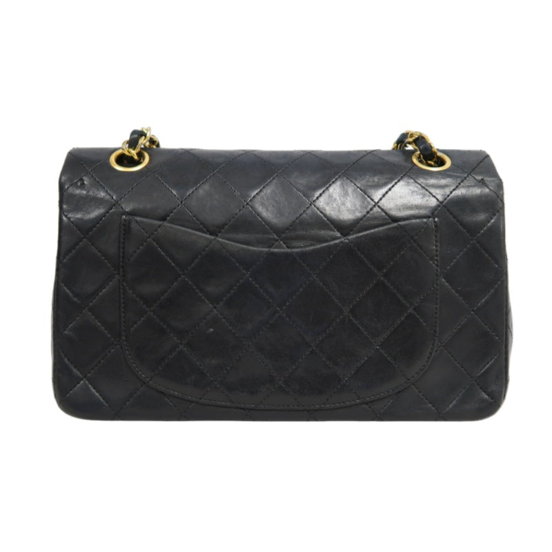 CHANEL Classic Matelasse Black Lambskin Leather CF Flap Shoulder Bag With Gold Hardware