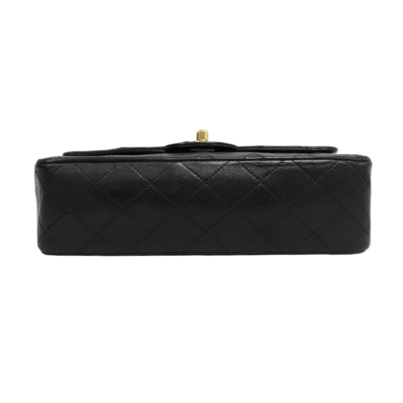 CHANEL Classic Matelasse Black Lambskin Leather CF Flap Shoulder Bag With Gold Hardware