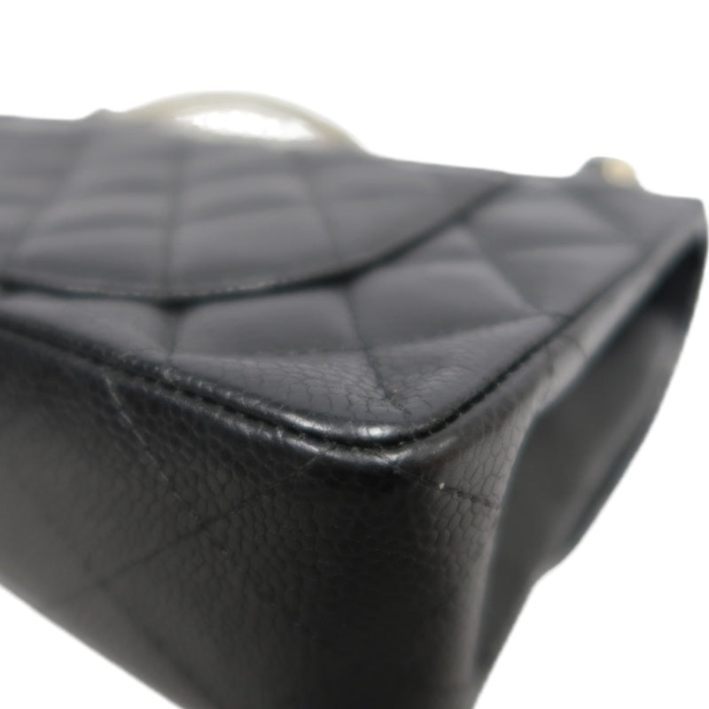 CHANEL Classic Matelasse Black Caviar Leather CF Flap Shoulder Bag With Gold Hardware