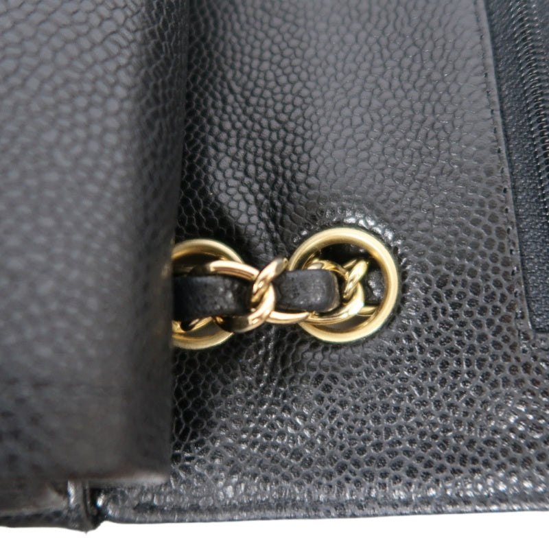 CHANEL Classic Matelasse Black Caviar Leather CF Flap Shoulder Bag With Gold Hardware